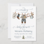 Invitation Petit Cowboy Baby Boy Clothesline Baby shower (Devant)