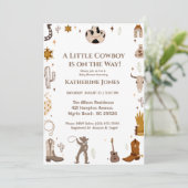 Invitation Petit Cowboy Baby shower occidental rustique (Debout devant)