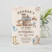 Invitation Petit Cowboy Cute Baby Horse Anniversaire (Debout devant)