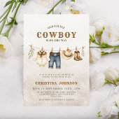 Invitation Petit Cowboy Fête de Naissance Impression Vache Ma