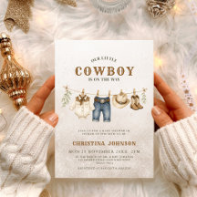 Petit Cowboy Fête de Naissance Impression Vache Ma