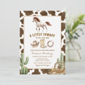 Invitation Petit Cowboy Impression Vache Bébé Shower Occident (Debout devant)
