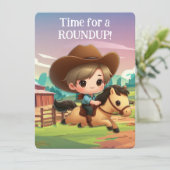 Invitation Petit Cowboy mignon sur un cheval (Debout devant)