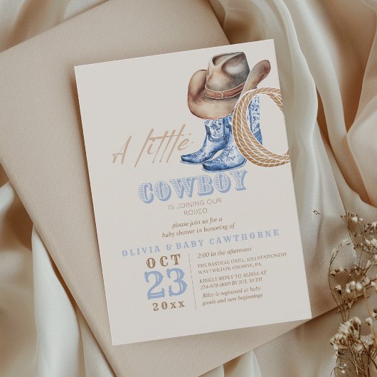 Invitation Petit Cowboy Premier Baby shower Rodéo