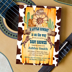 Invitation Petit cowboy rodéo chevaux baby shower occidental