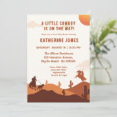 Invitation Petit Cowboy Rustic Western Rodeo Baby shower (Debout devant)