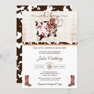 Invitation Petit Cowboy Rustic Western V2 Baby shower garçon