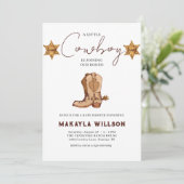 Invitation Petit Cowboy Western thème Rodeo Baby shower (Debout devant)