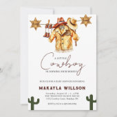 Invitation Petit Cowboy Western thème Rodeo Baby shower (Devant)