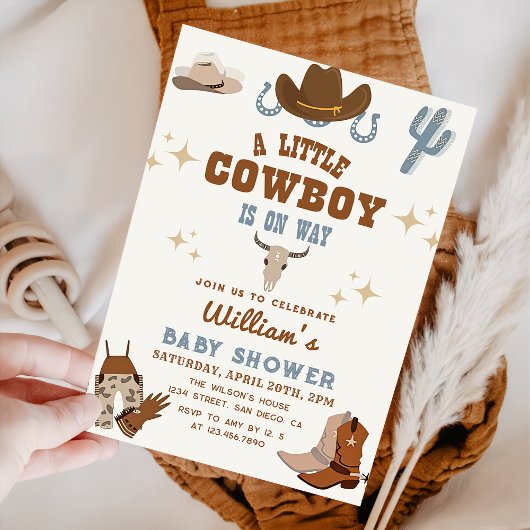 Invitation Petit Cowboy Wild West Rodeo Boy Baby shower