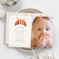 Petit Croissant Rose Bow Girl Photo 1er Anniversai