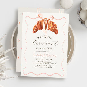 Invitation Petit Croissant Ruban Arc-en-ciel Rose Fille 1er A
