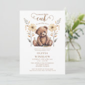 Invitation Petit Cub Aquarelle Baby shower Ours En Teddy (Debout devant)