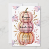 Invitation Petit Cutie Bow Citrouille rose fille Baby shower (Devant)