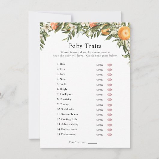 Invitation Petit Cutie Citrus Baby Traits Douche Jeu (Devant)