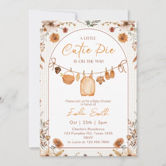 Invitation Petit Cutie Pie Boho Automne Baby shower (Devant)
