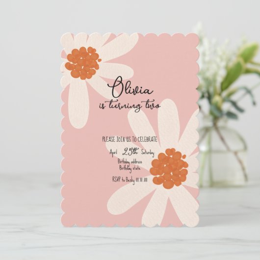 Invitation Petit Daisy Thème Fille Anniversaire (Debout devant)