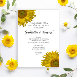 Invitation Petit déjeuner après mariage aux tournesols jaunes