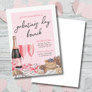 Invitation Petit déjeuner au Champagne rosé de la Galentine