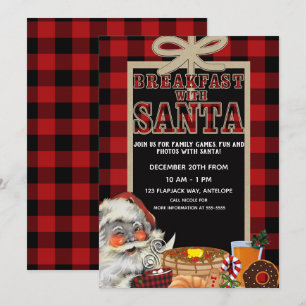 Invitation Petit déjeuner avec le Père Noël Brunch Rouge Buff