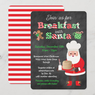 Invitation Petit-Déjeuner Avec Style Père Noël Chalkboard