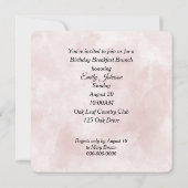 Invitation Petit-déjeuner d'anniversaire Brunch Peony Bouquet (Dos)