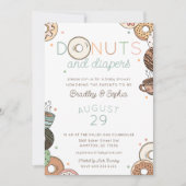 Invitation Petit-déjeuner de Bébé Fille avec Donuts et Couche (Devant)