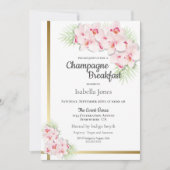 Invitation Petit déjeuner de champagne rose et or Floral (Devant)
