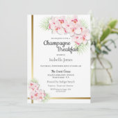 Invitation Petit déjeuner de champagne rose et or Floral (Debout devant)