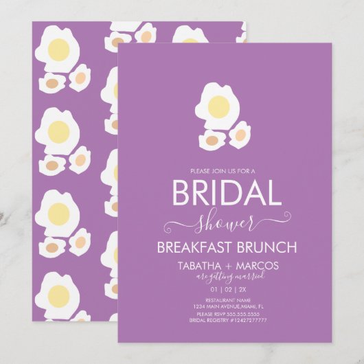 Invitation Petit déjeuner de douche de mariée Œufs de brunch (Devant / Derrière)
