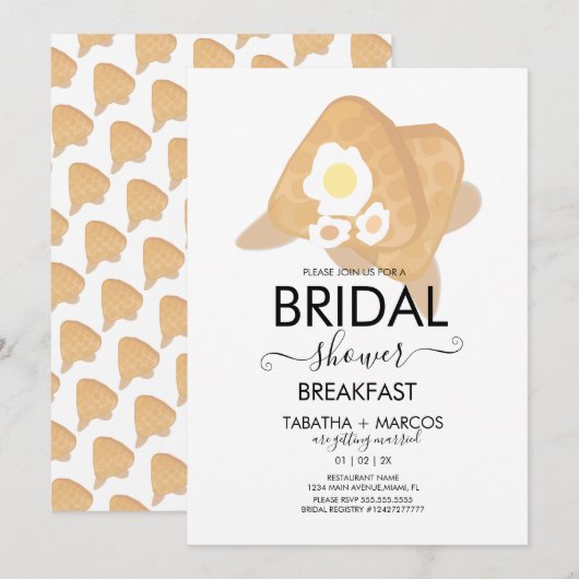 Invitation Petit déjeuner de gaufres de brunch pour douche de (Devant / Derrière)
