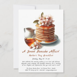 Invitation Petit déjeuner de la fête des Mères, crêpes, fleur