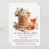 Invitation Petit-déjeuner de la Fête des Mères, Pancakes, fle (Devant / Derrière)