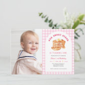 Invitation Petit-déjeuner de la fille Pancake Photo fête d'an (Debout devant)