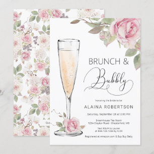 Invitation Petit-déjeuner de mariage à la rose rose et Mimosa