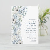 Invitation Petit déjeuner de mariage aux fleurs bleues (Debout devant)