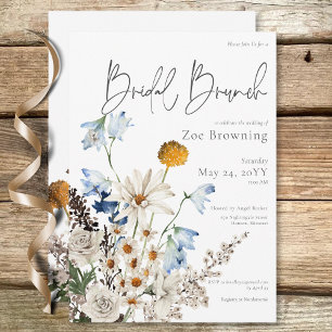 Invitation Petit déjeuner de mariage aux fleurs sauvages bleu