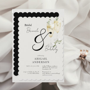 Invitation Petit déjeuner de mariage beige et noir & Shower d