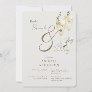 Invitation Petit déjeuner de mariage beige & Shower pétillant
