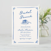 Invitation Petit déjeuner de mariage bleu marine dessiné à la (Debout devant)