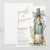 Invitation Petit-déjeuner de mariage Perles & Prosecco (Devant / Derrière)
