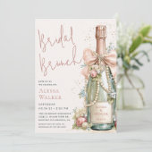 Invitation Petit-déjeuner de mariage Perles & Prosecco (Debout devant)