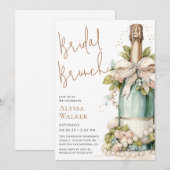 Invitation Petit-déjeuner de mariage Perles & Prosecco (Devant / Derrière)