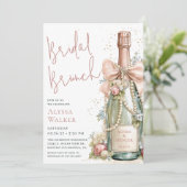 Invitation Petit-déjeuner de mariage Perles & Prosecco (Debout devant)