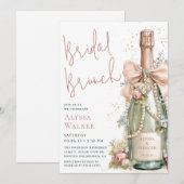 Invitation Petit-déjeuner de mariage Perles & Prosecco (Devant / Derrière)