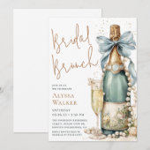 Invitation Petit-déjeuner de mariage Perles & Prosecco (Devant / Derrière)