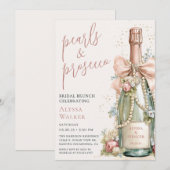 Invitation Petit-déjeuner de mariage Perles & Prosecco (Devant / Derrière)
