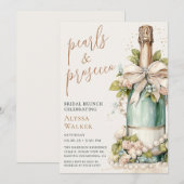 Invitation Petit-déjeuner de mariage Perles & Prosecco (Devant / Derrière)