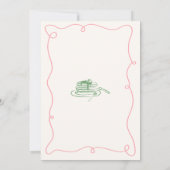 Invitation Petit déjeuner de mariage rose et vert dessinés à  (Dos)