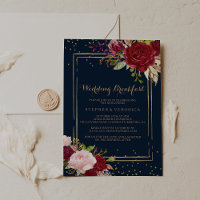 Petit Déjeuner de Mariage Rouge Paillettes Or Géom